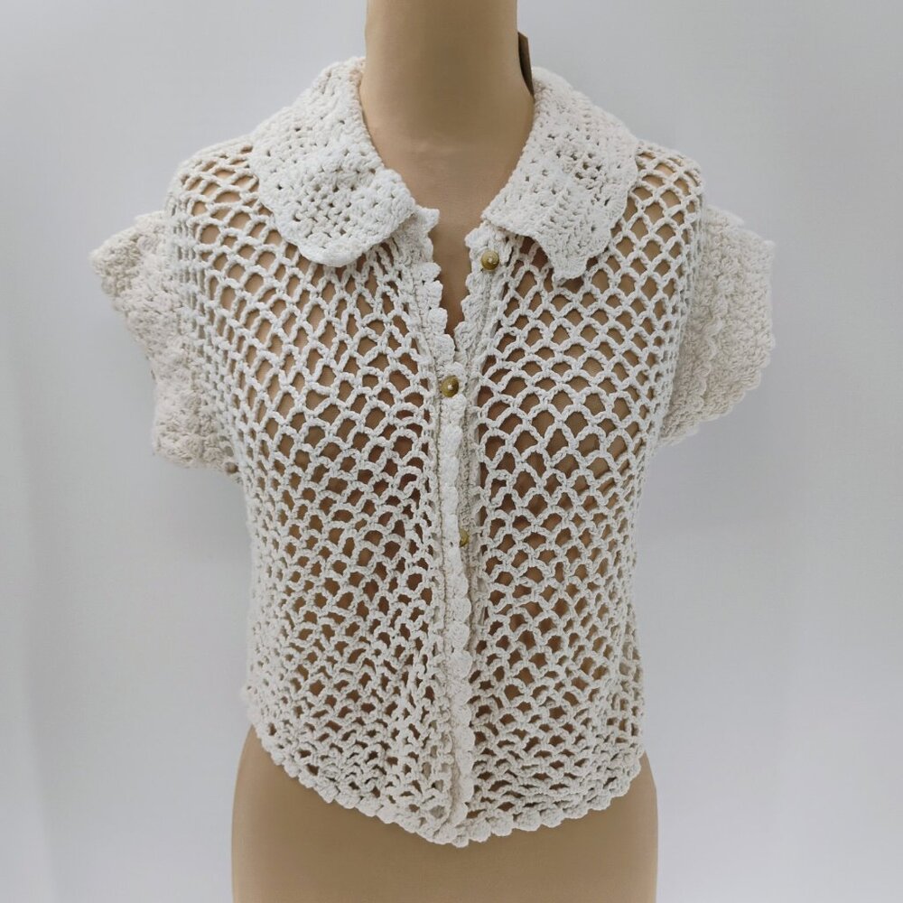 NWOT Free People White Crochet Top